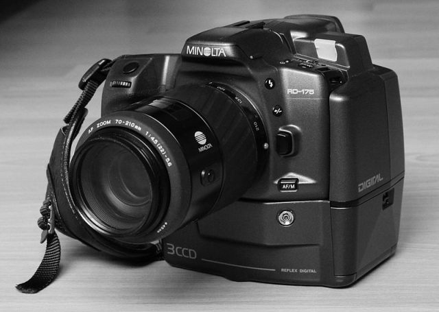 The first portable digital SLR camera, introduced by Minolta in 1995.