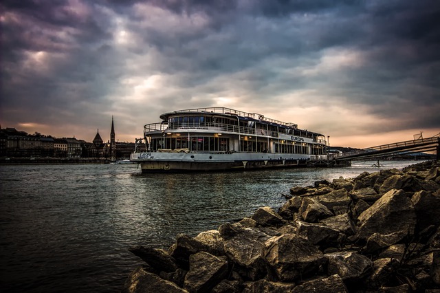 HDR photo boat in a river