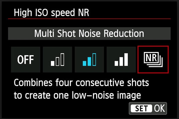 Noise reduction menu
