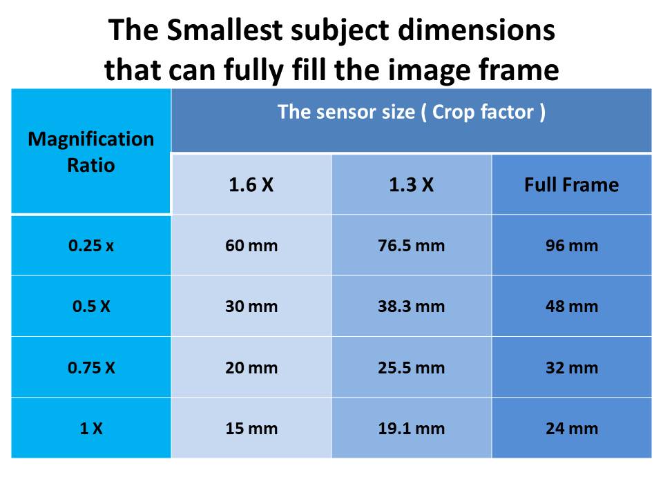 smallest subject dimensions