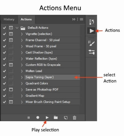 Action menu