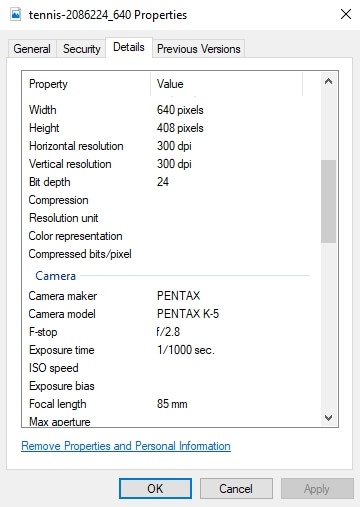 EXIF menu