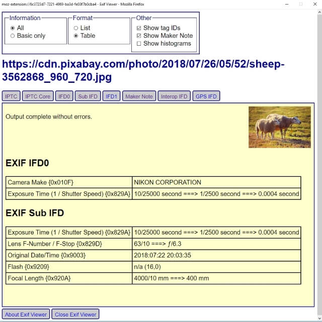 exif plugin for firefox