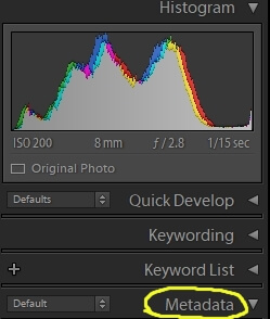 Lightroom menu