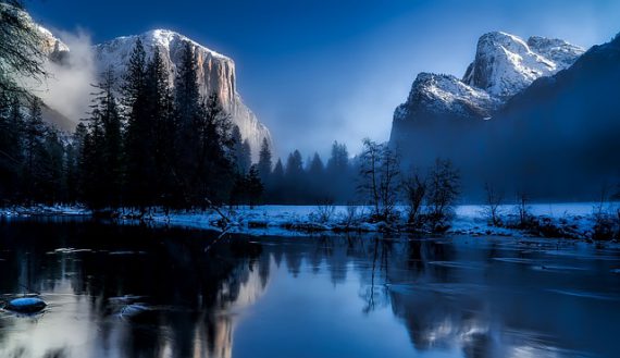 Mountain at the blue hour