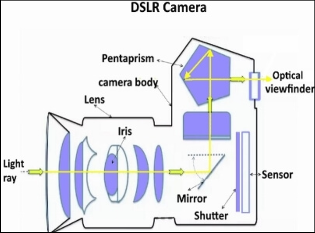 A digram of an DSLR camera