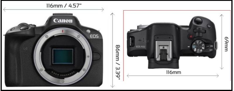 Dimensions of Canon EOS R50