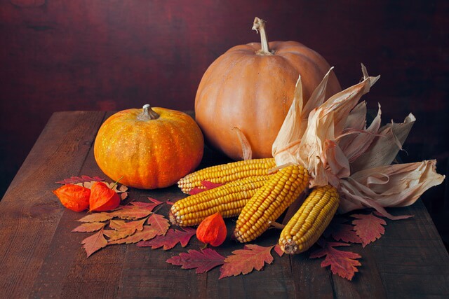 pumpkins and corns