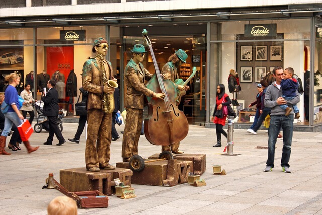 street performers playing music in the street