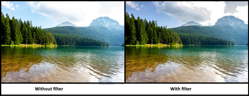 Circular Graduated ND Filter – Balancing Light Made Easy - comparison between landscape photos, with and without using grad ND filter
