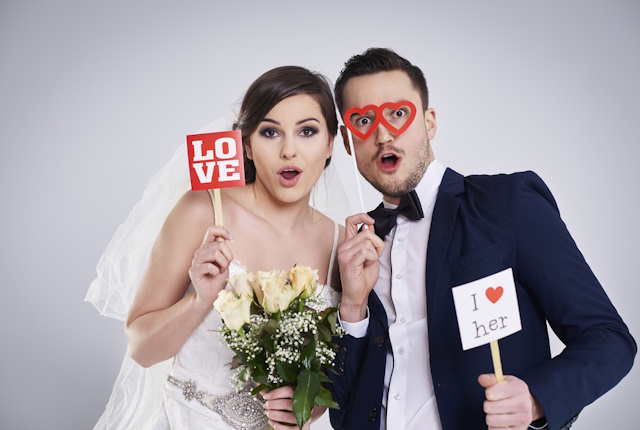 Funny Wedding Photography Ideas: Top Trends - Studio shot of funny and young marriage